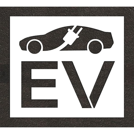 Pavement Stencil, Combination Set, Electric Car Logo, 36 in Character Height, Not Applicable Font MPN:STL-108-53613