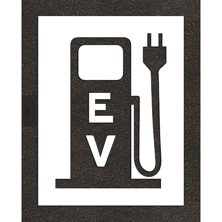 Pavement Stencil, Combination Set, Electric Car Logo, 36 in Character Height, Not Applicable Font MPN:STL-108-53614