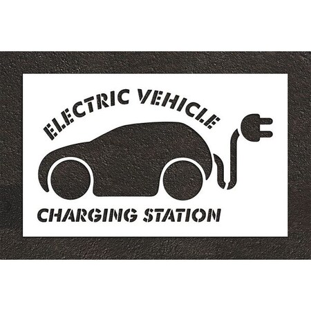Pavement Stencil, Combination Set, Electric Car Logo, 36 in Character Height, White, 1 Pieces MPN:STL-108-53616