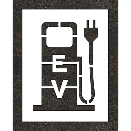 Pavement Stencil, Combination Set, Electric Car Logo, 36 in Character Height, Not Applicable Font MPN:STL-108-53617