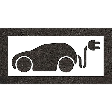 Pavement Stencil, Symbol, Electric Car Logo, 36 in Character Height, Not Applicable Font, White MPN:STL-108-53620