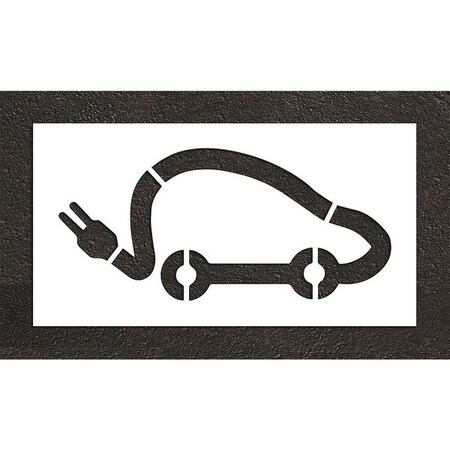 Pavement Stencil, Symbol, Electric Car Logo, 36 in Character Height, Not Applicable Font, White MPN:STL-108-53621