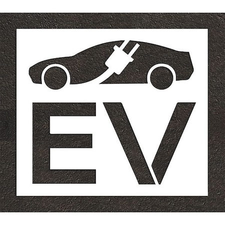 Pavement Stencil, Combination Set, Electric Car Logo, 48 in Character Height, Not Applicable Font MPN:STL-108-54813