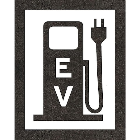 Pavement Stencil, Combination Set, Electric Car Logo, 48 in Character Height, Not Applicable Font MPN:STL-108-54814