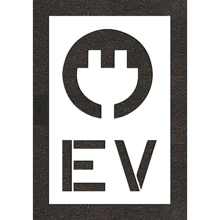 Pavement Stencil, Combination Set, Electric Car Logo, 48 in Character Height, Not Applicable Font MPN:STL-108-54815