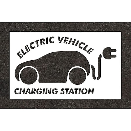 Pavement Stencil, Combination Set, Electric Car Logo, 48 in Character Height, White, 1 Pieces MPN:STL-108-54816