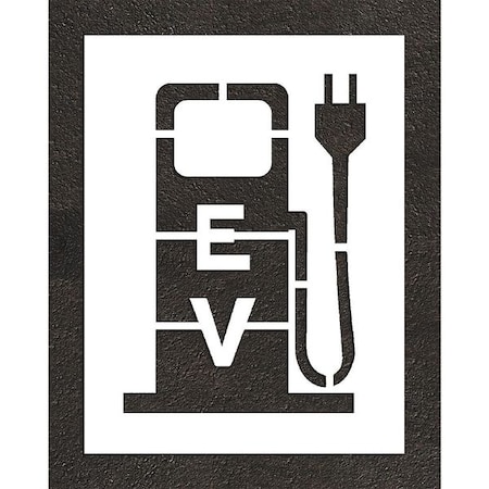Pavement Stencil, Combination Set, Electric Car Logo, 48 in Character Height, Not Applicable Font MPN:STL-108-54817