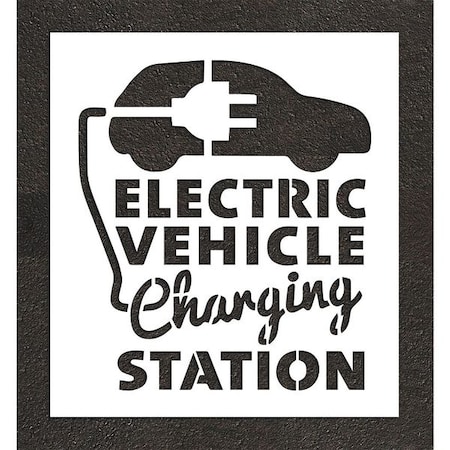 Pavement Stencil, Combination Set, Electric Car Logo, 24 in Character Height, White, 1 Pieces MPN:STL-108-54818