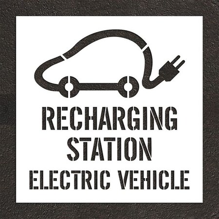 Pavement Stencil, Combination Set, Electric Car Logo, 48 in Character Height, White, 1 Pieces MPN:STL-108-54819