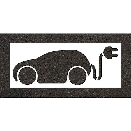 Pavement Stencil, Symbol, Electric Car Logo, 48 in Character Height, Not Applicable Font, White MPN:STL-108-54820