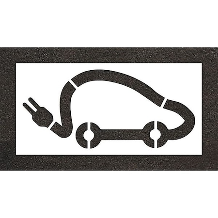 Pavement Stencil, Symbol, Electric Car Logo, 48 in Character Height, Not Applicable Font, White MPN:STL-108-54821
