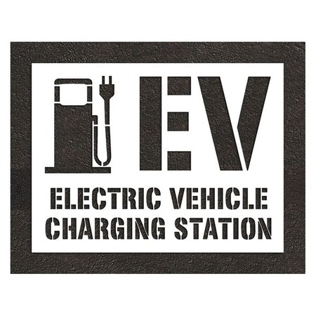 Pavement Stencil, Combination Set, Electric Car Logo, 52 in Character Height, White, 1 Pieces MPN:STL-108-56F23
