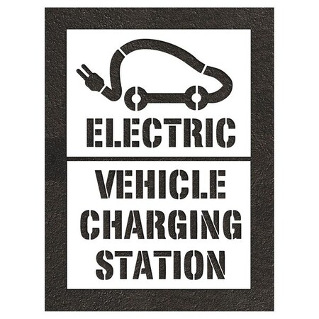 Pavement Stencil, Combination Set, Electric Car Logo, 95 in Character Height, White, 2 Pieces MPN:STL-108-56F24