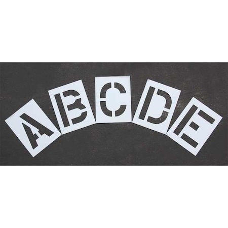Pavement Stencil, Letter Set, A Thru Z, Blanks, 12 in Character Height, Highway Gothic Font, Clear MPN:STL-108-8125