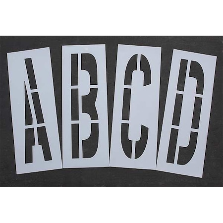 Pavement Stencil, Letter Set, A Thru Z, Blanks, 48 in Character Height, Highway Gothic Font, Clear MPN:STL-108-8485