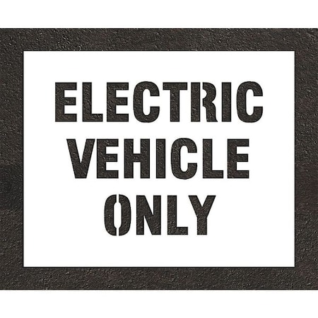 Pavement Stencil, Message, Electric Car Logo, 15 in Character Height, Highway Gothic Font, White MPN:STL-108-90431