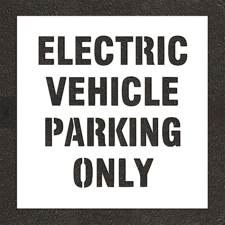 Pavement Stencil, Message, Electric Car Logo, 18 in Character Height, Highway Gothic Font, White MPN:STL-108-90432