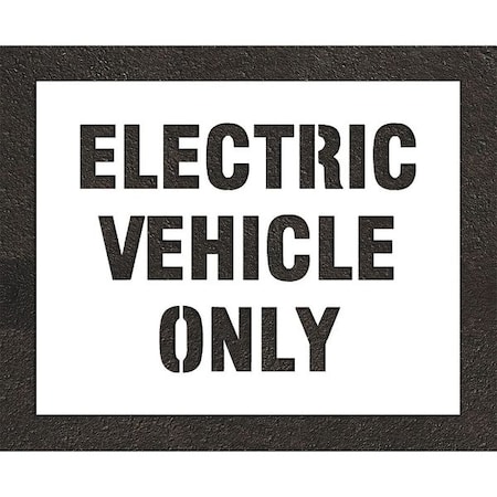 Pavement Stencil, Message, Electric Car Logo, 22 in Character Height, Highway Gothic Font, White MPN:STL-108-90631