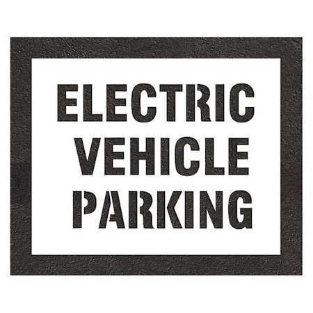 Pavement Stencil, Message, Electric Car Logo, 22 in Character Height, Highway Gothic Font, White MPN:STL-108-90634