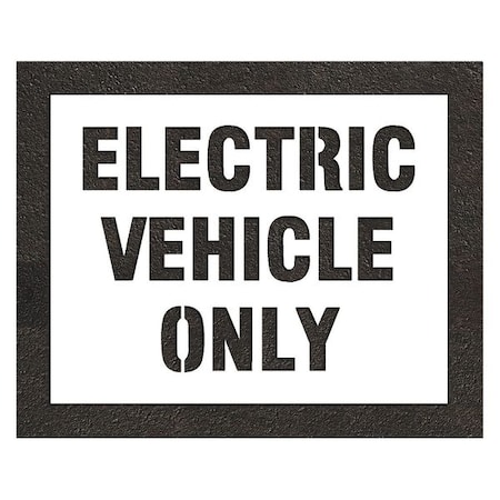 Pavement Stencil, Message, Electric Car Logo, 32 in Character Height, Highway Gothic Font, White MPN:STL-108-90831