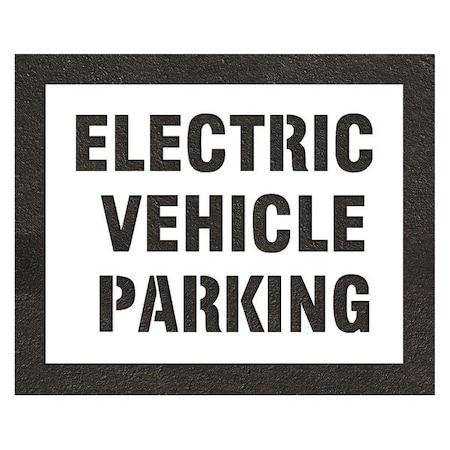 Pavement Stencil, Message, Electric Car Logo, 29 in Character Height, Highway Gothic Font, White MPN:STL-108-90834