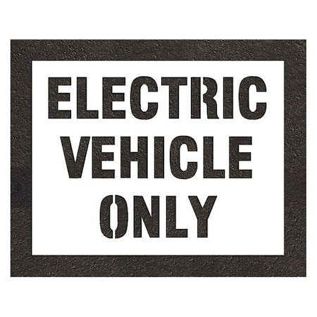 Pavement Stencil, Message, Electric Car Logo, 37 in Character Height, Highway Gothic Font, White MPN:STL-108-91031