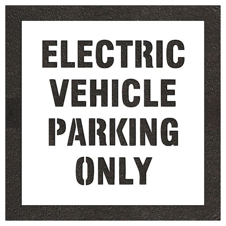 Pavement Stencil, Message, Electric Car Logo, 55 in Character Height, Highway Gothic Font, White MPN:STL-108-91032