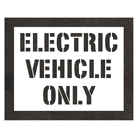 Pavement Stencil, Message, Electric Car Logo, 47 in Character Height, Highway Gothic Font, White MPN:STL-108-91231