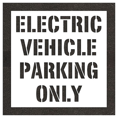 Pavement Stencil, Message, Electric Car Logo, 62 in Character Height, Highway Gothic Font, White MPN:STL-108-91232