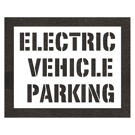 Pavement Stencil, Message, Electric Car Logo, 46 in Character Height, Highway Gothic Font, White MPN:STL-108-91234