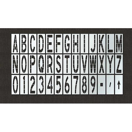 Airport Pavement Stencil, Combination Set, 108 in Character Height, Highway Gothic Font, Clear MPN:STL-108-F108KIT
