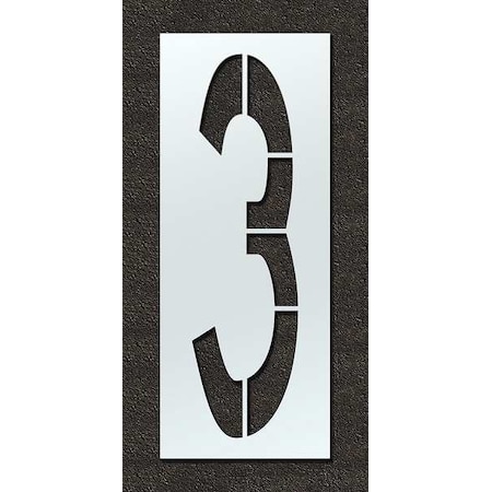 Airport Pavement Stencil, Number, 3, 144 in Character Height, Highway Gothic Font, Clear, 1 Pieces MPN:STL-108-F1443