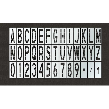 Airport Pavement Stencil, Combination Set, 144 in Character Height, Highway Gothic Font, Clear MPN:STL-108-F144KIT