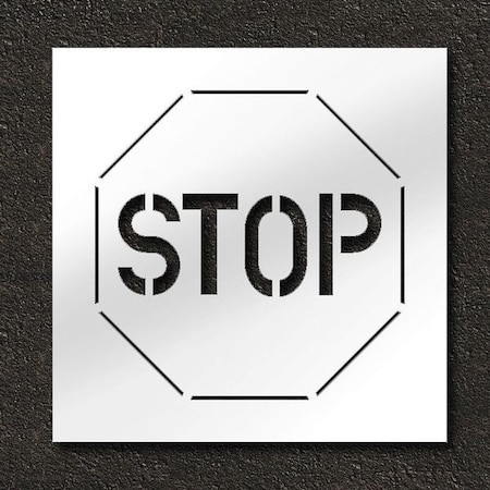 Stencil, Symbol, Stop, 24 in Character Height, Polyethylene, Clear, 1 Pieces MPN:STL-116-12401