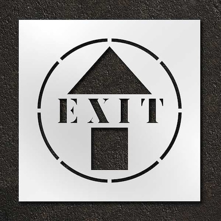 Stencil, Symbol, Exit With Arrow, 24 in Character Height, Polyethylene, Clear, 1 Pieces MPN:STL-116-12405