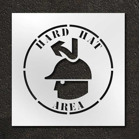 Stencil, Symbol, Hard Hat Area, 24 in Character Height, Polyethylene, Clear, 1 Pieces MPN:STL-116-12413