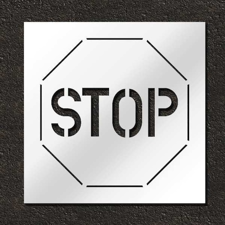 Stencil, Symbol, Stop, 30 in Character Height, Polyethylene, Clear, 1 Pieces MPN:STL-116-13001