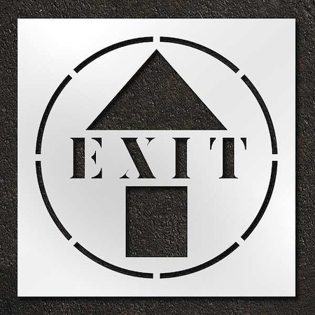 Stencil, Symbol, Exit With Arrow, 42 in Character Height, Polyethylene, Clear, 1 Pieces MPN:STL-116-14805