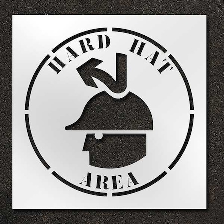 Stencil, Symbol, Hard Hat Area, 42 in Character Height, Polyethylene, Clear, 1 Pieces MPN:STL-116-14813