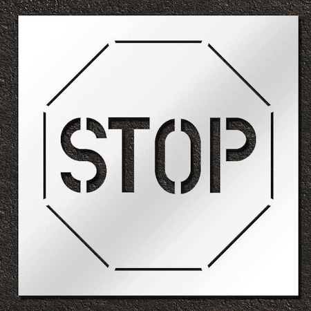 Stencil, Symbol, Stop, 60 in Character Height, Polyethylene, Clear, 1 Pieces MPN:STL-116-16001