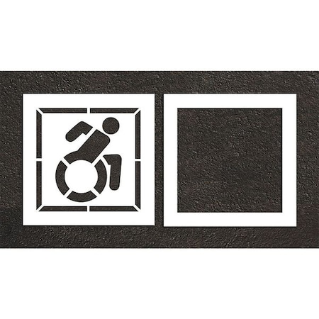 Pavement Stencil, Symbol, Handicap - ADA, 30 in Character Height, Not Applicable Font, White MPN:STL-116-33003