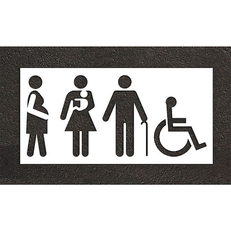 Pavement Stencil, Symbol, Disabled, 42 in Character Height, Not Applicable Font, White, 1 Pieces MPN:STL-116-34208