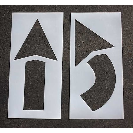 Pavement Stencil, Symbol, Arrow, 42 in Character Height, Not Applicable Font, Polyethylene, Clear MPN:STL-116-4042