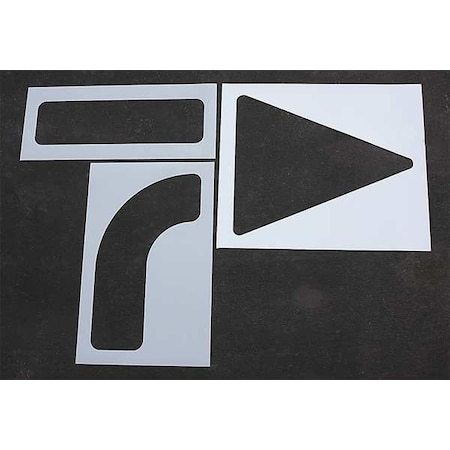Pavement Stencil, Symbol, Arrow, 90 in Character Height, Not Applicable Font, Polyethylene, Clear MPN:STL-116-4090