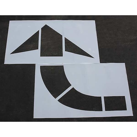 Pavement Stencil, Symbol, MUTCD Curved Arrow, 96 in Character Height, Not Applicable Font, Clear MPN:STL-116-5010