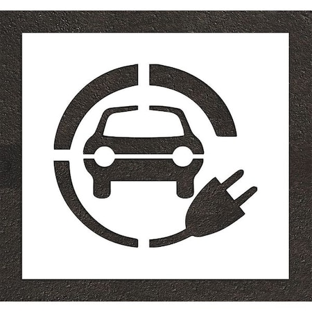 Pavement Stencil, Symbol, Electric Car Logo, 24 in Character Height, Not Applicable Font, White MPN:STL-116-52412