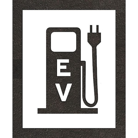 Pavement Stencil, Combination Set, Electric Car Logo, 24 in Character Height, Not Applicable Font MPN:STL-116-52414