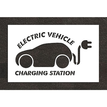 Pavement Stencil, Combination Set, Electric Car Logo, 24 in Character Height, White, 1 Pieces MPN:STL-116-52416