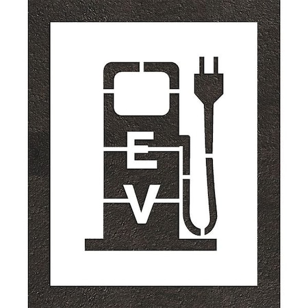 Pavement Stencil, Combination Set, Electric Car Logo, 24 in Character Height, Not Applicable Font MPN:STL-116-52417