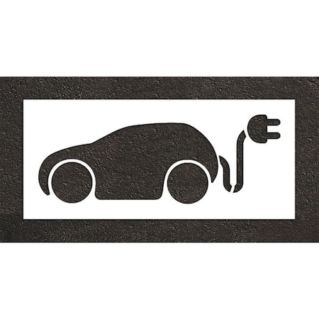 Pavement Stencil, Symbol, Electric Car Logo, 24 in Character Height, Not Applicable Font, White MPN:STL-116-52420